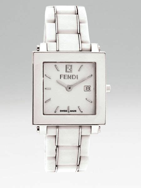 fendi white square ceramic stainless watch|fendi diamond watch.